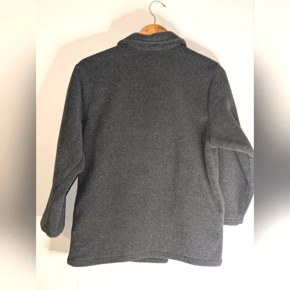 Lands’ End Polartec Fleece Peacoat Jacket Large Gray Double Breasted - Picture 5 of 8